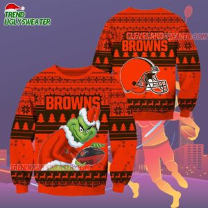 Cleveland Browns Football Grinch Christmas Ugly Sweater 2