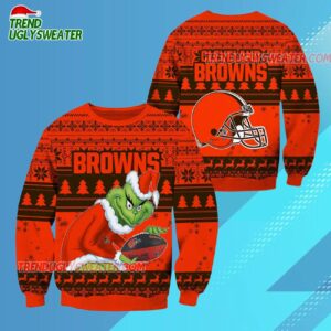 Cleveland Browns Football Grinch Christmas Ugly Sweater 3