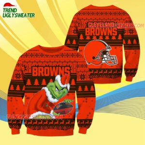 Cleveland Browns Football Grinch Christmas Ugly Sweater 4