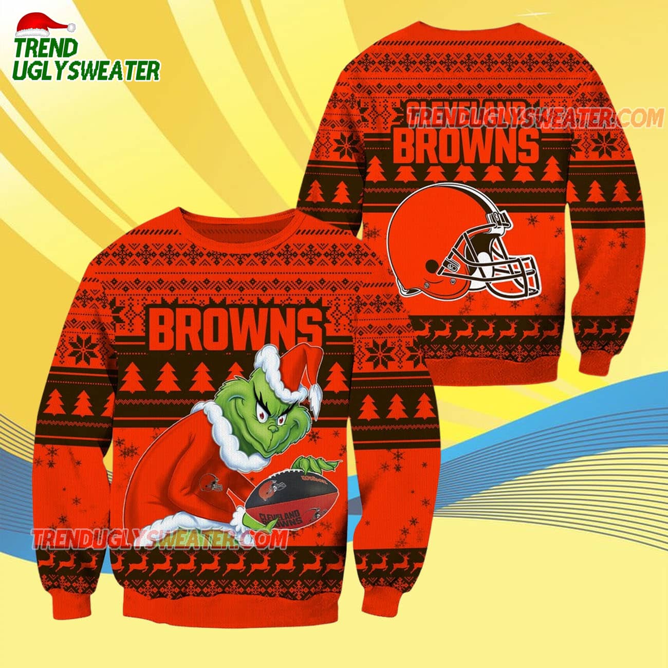 Cleveland Browns Football Grinch Christmas Ugly Sweater Cleveland Browns Football Grinch Christmas Ugly Sweater