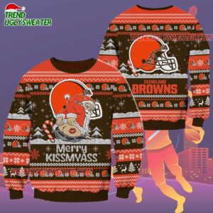 Cleveland Browns Merrykissmyass Funny Santa Claus Christmas Ugly Sweater 2