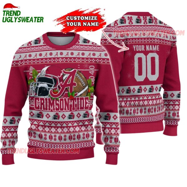 Custom Alabama Crimson Tide Logo Team Football Christmas Ugly Sweater 1