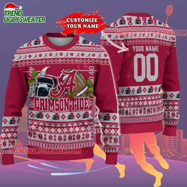 Custom Alabama Crimson Tide Logo Team Football Christmas Ugly Sweater 2