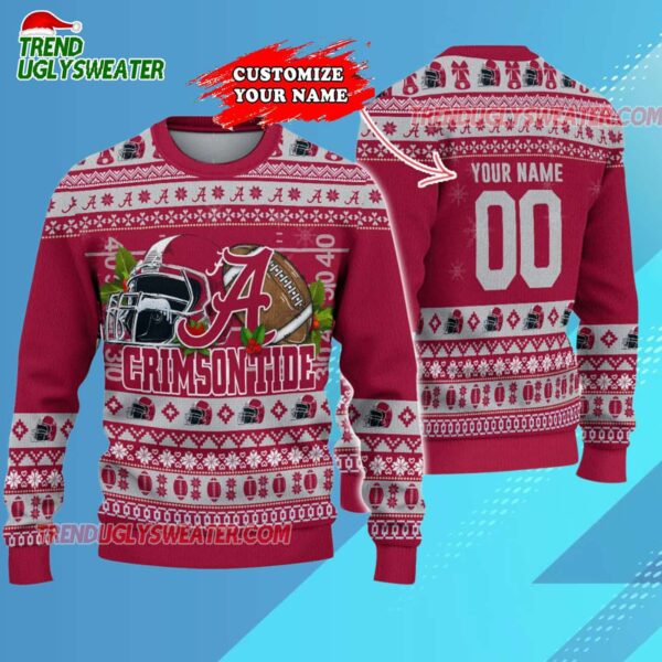 Custom Alabama Crimson Tide Logo Team Football Christmas Ugly Sweater 3
