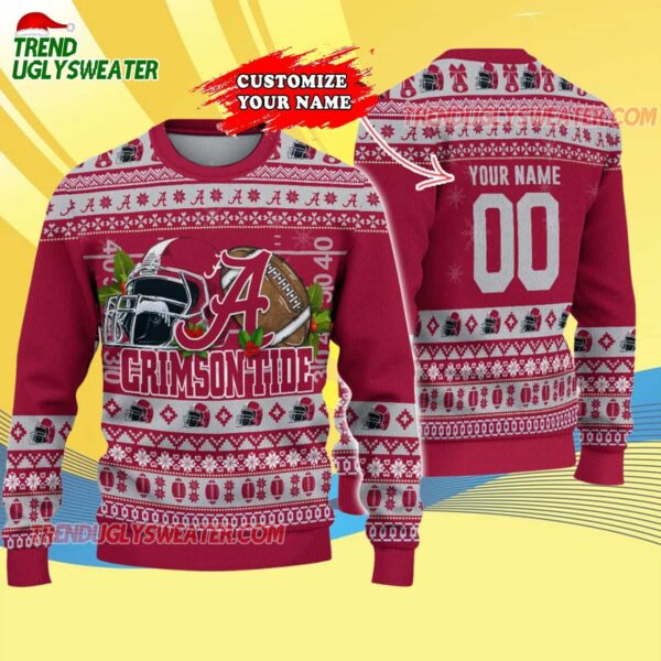 Custom Alabama Crimson Tide Logo Team Football Christmas Ugly Sweater 4