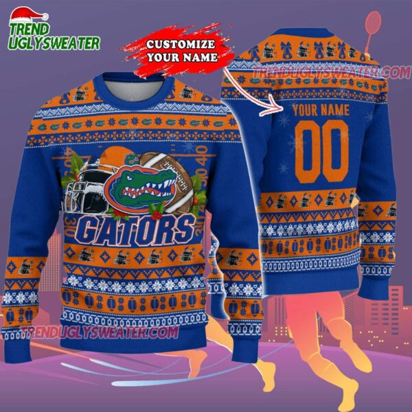 Custom Florida Gators Logo Team Football Christmas Ugly Sweater 2
