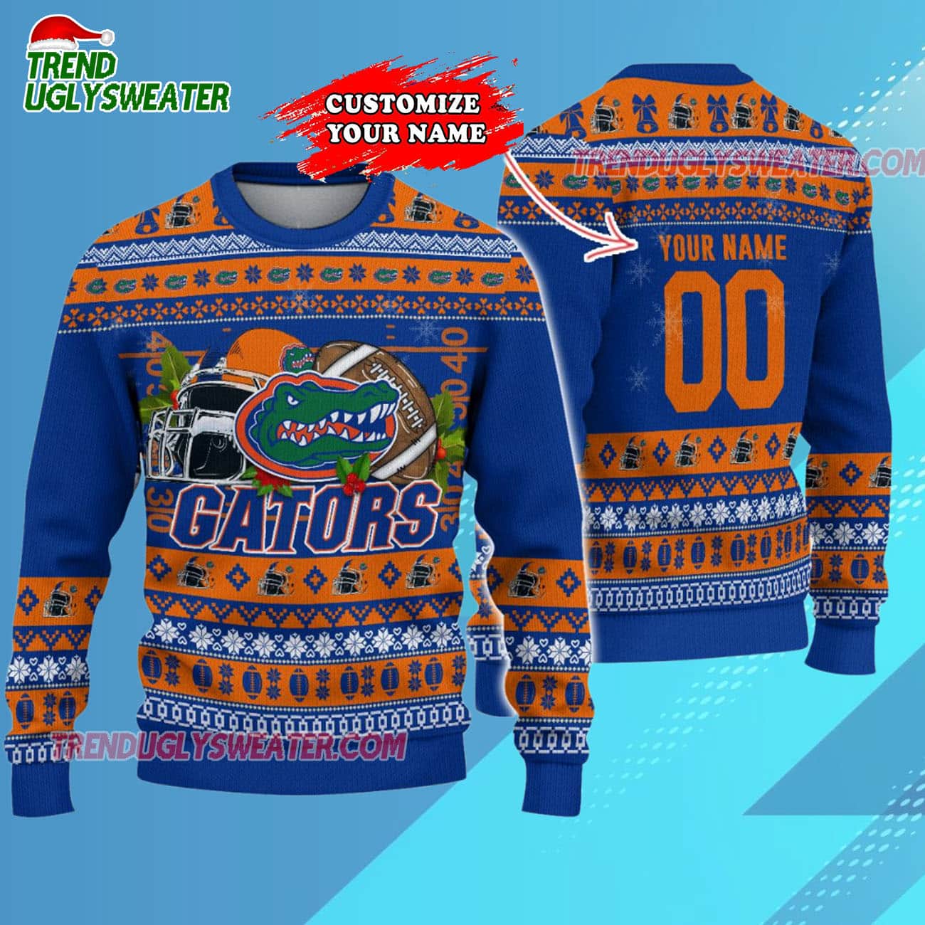 Custom Florida Gators Logo Team Football Christmas Ugly Sweater Custom Florida Gators Logo Team Football Christmas Ugly Sweater