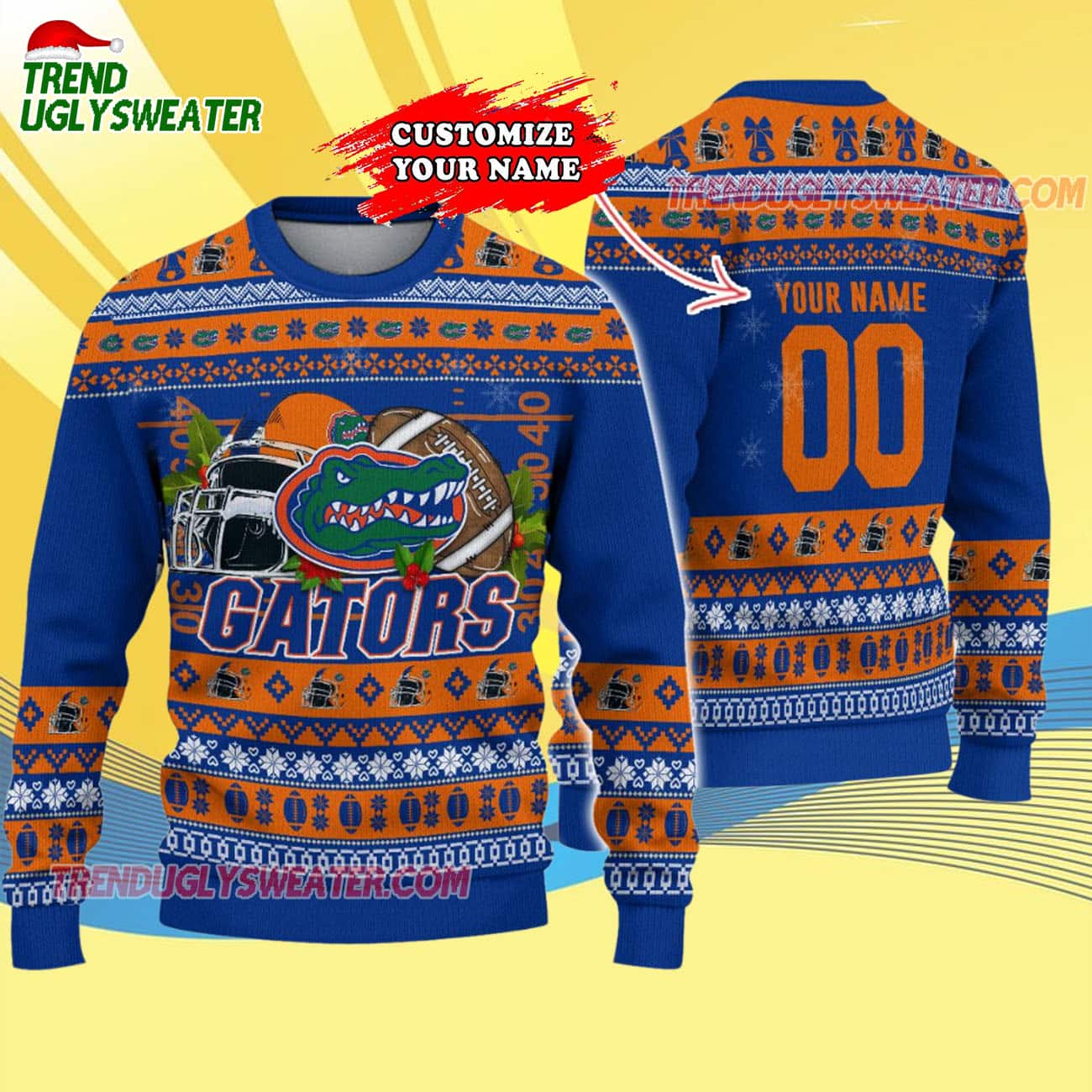 Custom Florida Gators Logo Team Football Christmas Ugly Sweater Custom Florida Gators Logo Team Football Christmas Ugly Sweater