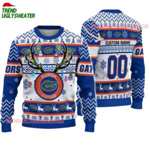 Custom Florida Gators Special Reindeer Light Ugly Christmas Sweater 1