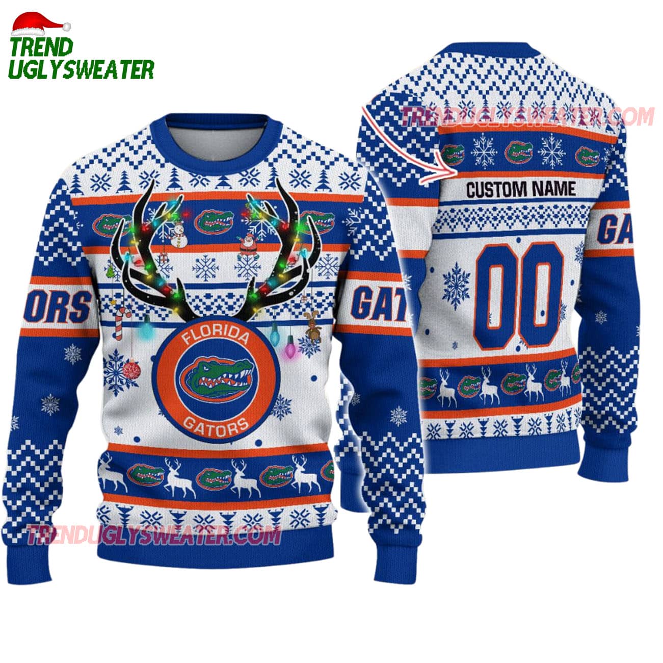 Custom Florida Gators Special Reindeer Light Ugly Christmas Sweater Custom Florida Gators Special Reindeer Light Ugly Christmas Sweater