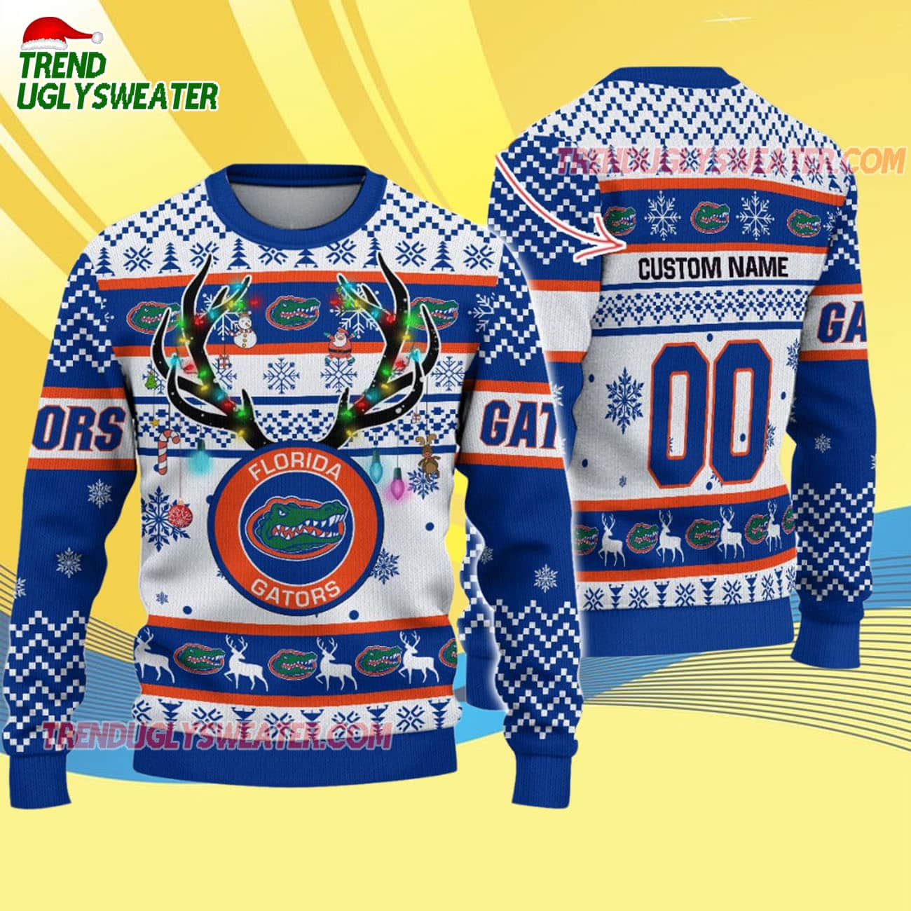 Custom Florida Gators Special Reindeer Light Ugly Christmas Sweater Custom Florida Gators Special Reindeer Light Ugly Christmas Sweater