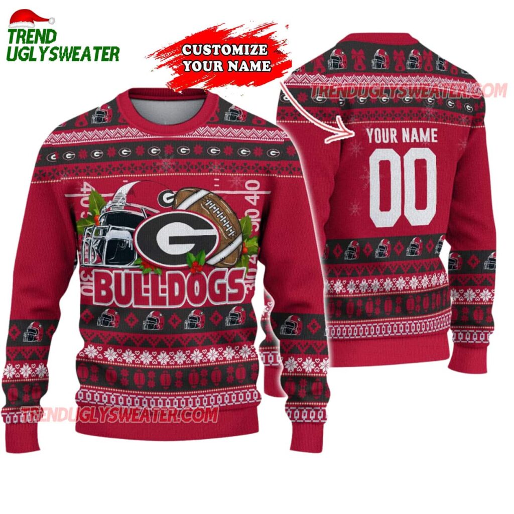 Custom Georgia Bulldogs Logo Team Football Christmas Ugly Sweater 1