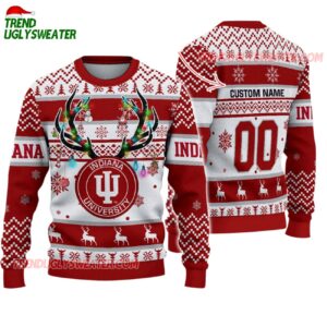 Custom Indiana Hoosiers Special Reindeer Light Ugly Christmas Sweater 1