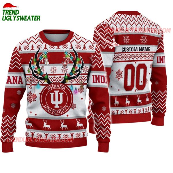 Custom Indiana Hoosiers Special Reindeer Light Ugly Christmas Sweater 1