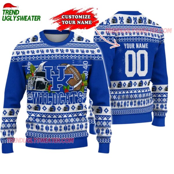 Custom Kentucky Wildcats Logo Team Football Christmas Ugly Sweater 1