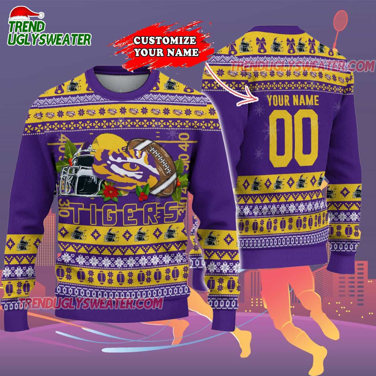 Custom Lsu Tigers Logo Team Football Christmas Ugly Sweater Custom Lsu Tigers Logo Team Football Christmas Ugly Sweater