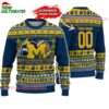 Custom Michigan Wolverines Logo Team Football Christmas Ugly Sweater 1