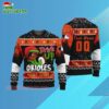 Custom Name And Number Baltimore Orioles Grinch Drink Up Christmas Ugly Sweater 3