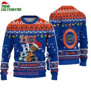 Custom Name Florida Gators Football Ho Ho Ho Ugly Christmas Sweater 1