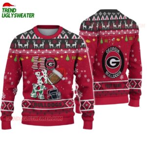 Custom Name Georgia Bulldogs Football Ho Ho Ho Ugly Christmas Sweater 1