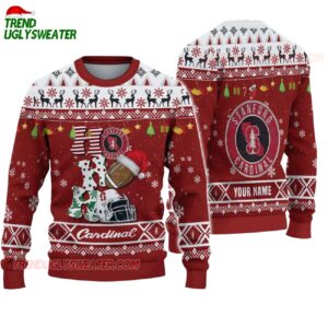 Custom Name Stanford Cardinal Football Ho Ho Ho Ugly Christmas Sweater 1