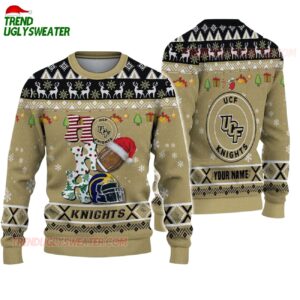 Custom Name Ucf Knights Football Ho Ho Ho Ugly Christmas Sweater 1