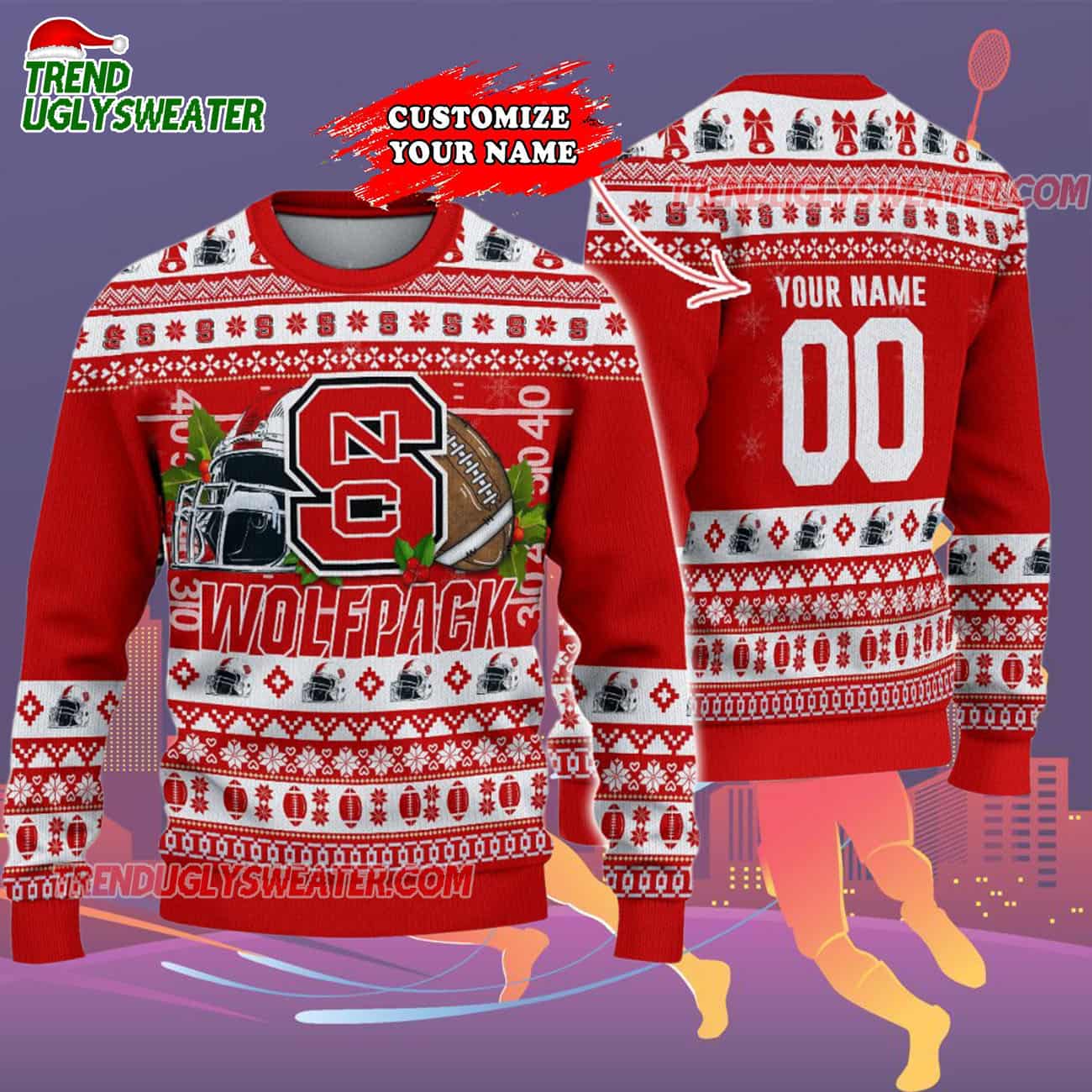 Custom Nc State Wolfpack Logo Team Football Christmas Ugly Sweater Custom Nc State Wolfpack Logo Team Football Christmas Ugly Sweater