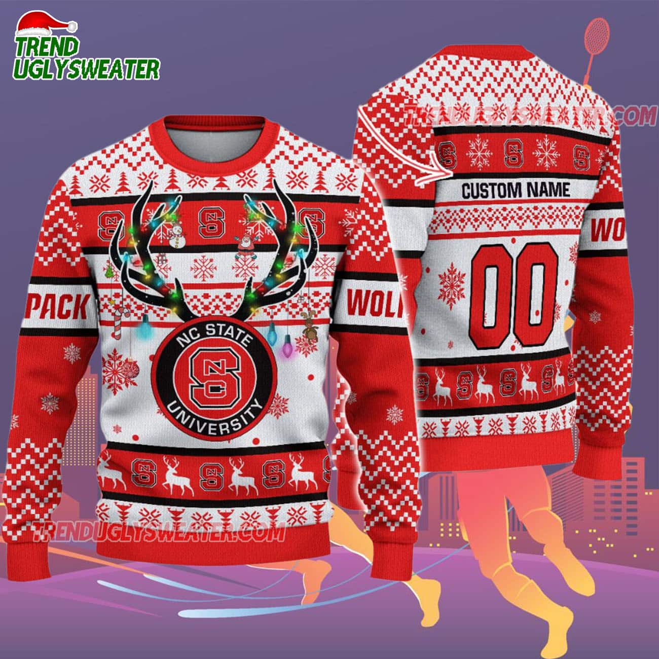 Custom Nc State Wolfpack Special Reindeer Light Ugly Christmas Sweater Custom Nc State Wolfpack Special Reindeer Light Ugly Christmas Sweater
