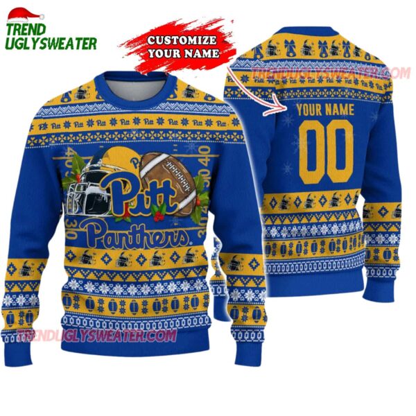 Custom Pittsburgh Panthers Logo Team Football Christmas Ugly Sweater 1