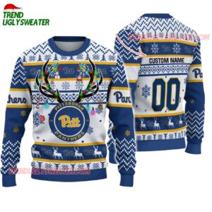 Custom Pittsburgh Panthers Special Reindeer Light Ugly Christmas Sweater 1