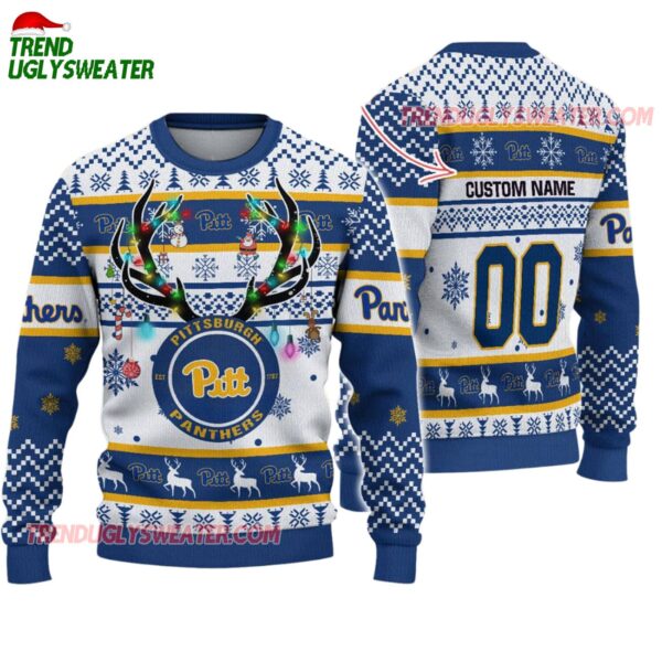 Custom Pittsburgh Panthers Special Reindeer Light Ugly Christmas Sweater 1