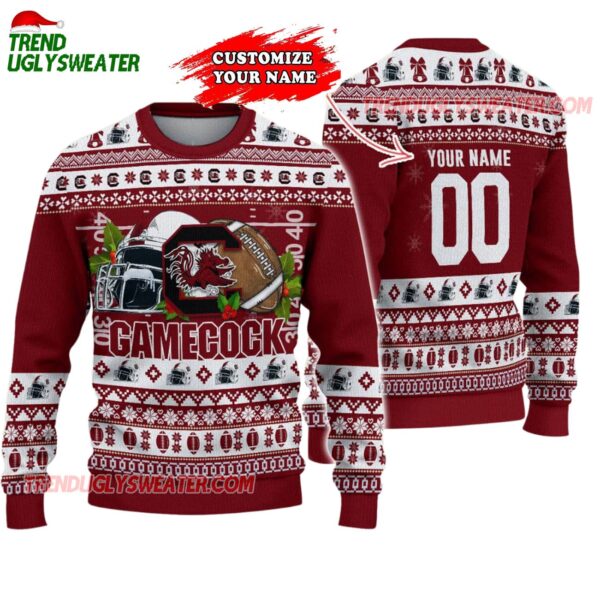 Custom South Carolina Gamecocks Logo Team Football Christmas Ugly Sweater 1