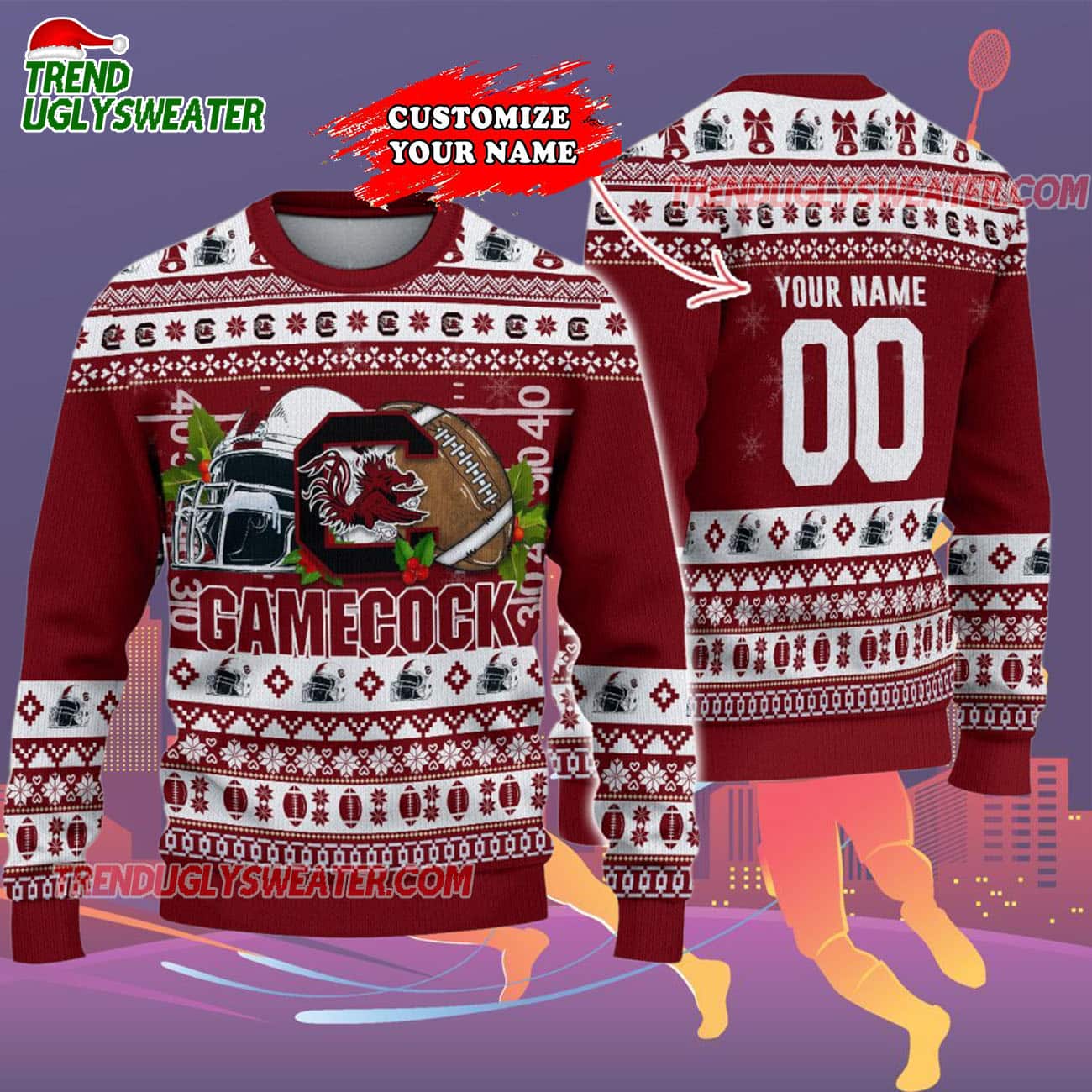 Custom South Carolina Gamecocks Logo Team Football Christmas Ugly Sweater Custom South Carolina Gamecocks Logo Team Football Christmas Ugly Sweater