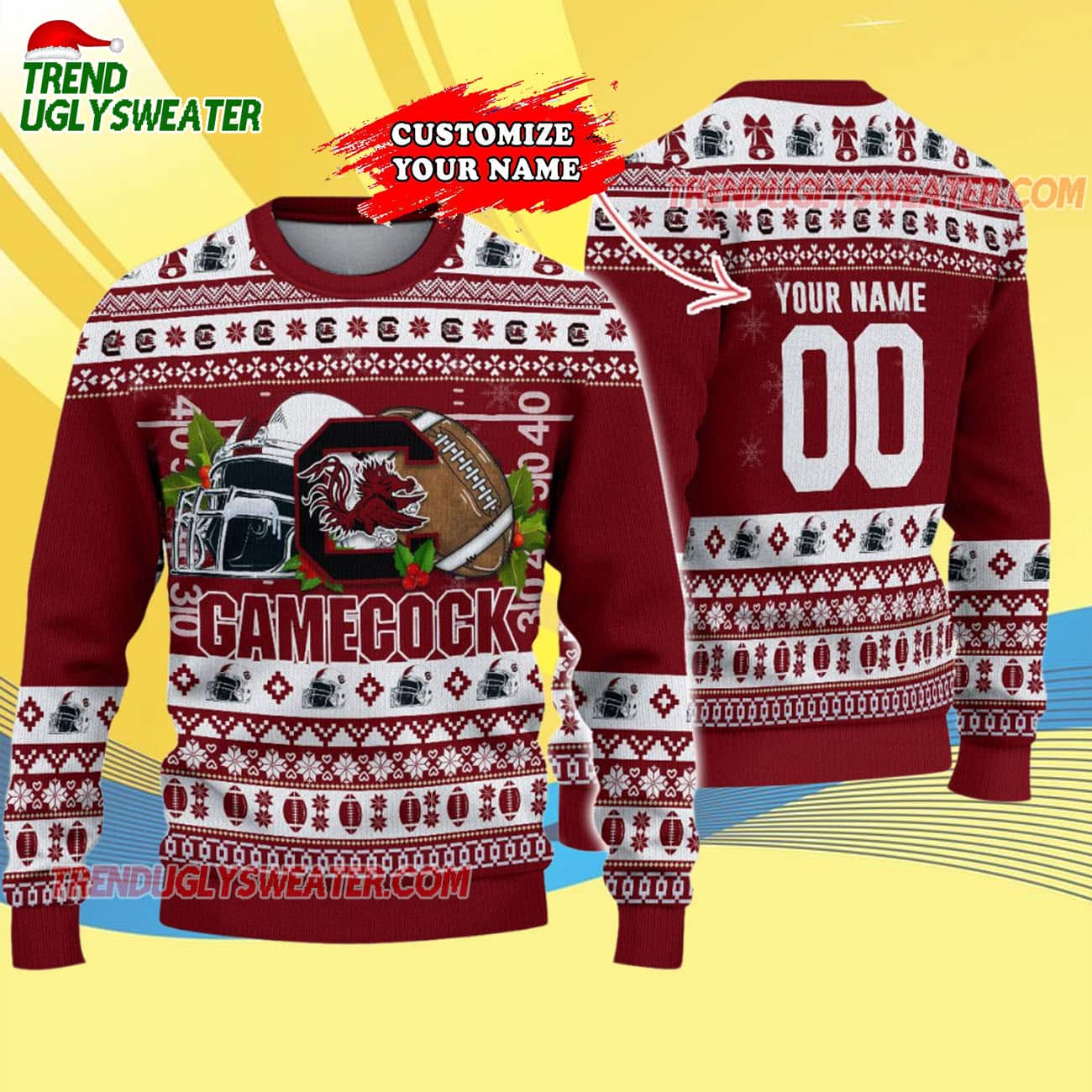 Custom South Carolina Gamecocks Logo Team Football Christmas Ugly Sweater Custom South Carolina Gamecocks Logo Team Football Christmas Ugly Sweater
