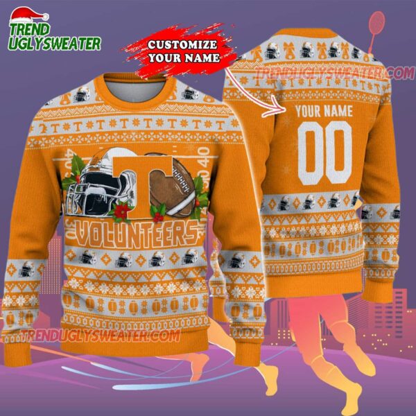 Custom Tennessee Volunteers Logo Team Football Christmas Ugly Sweater 2