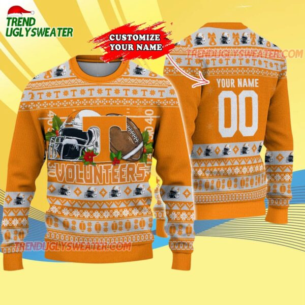Custom Tennessee Volunteers Logo Team Football Christmas Ugly Sweater 4