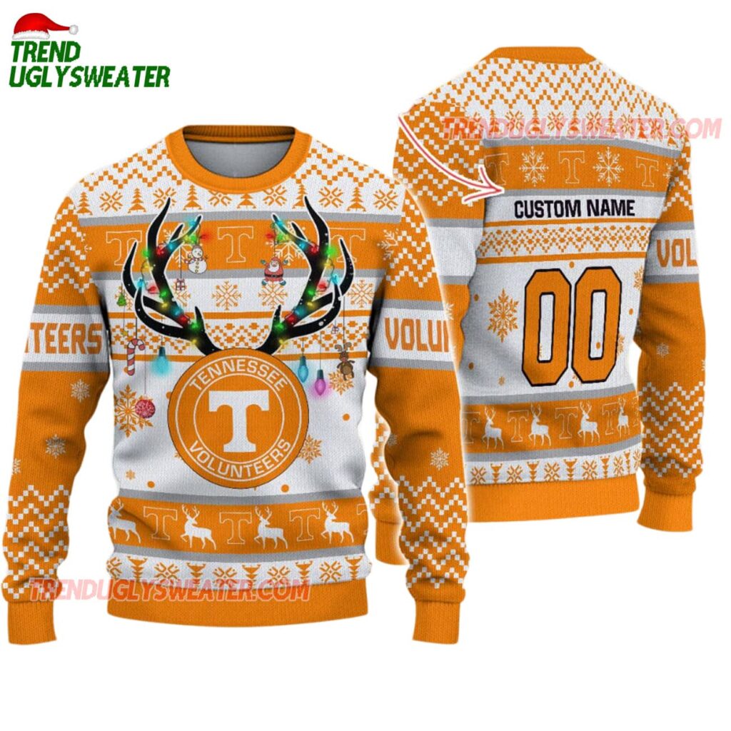 Custom Tennessee Volunteers Special Reindeer Light Ugly Christmas Sweater 1