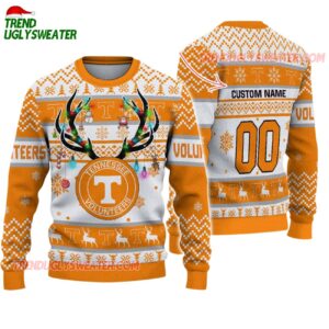 Custom Tennessee Volunteers Special Reindeer Light Ugly Christmas Sweater 1