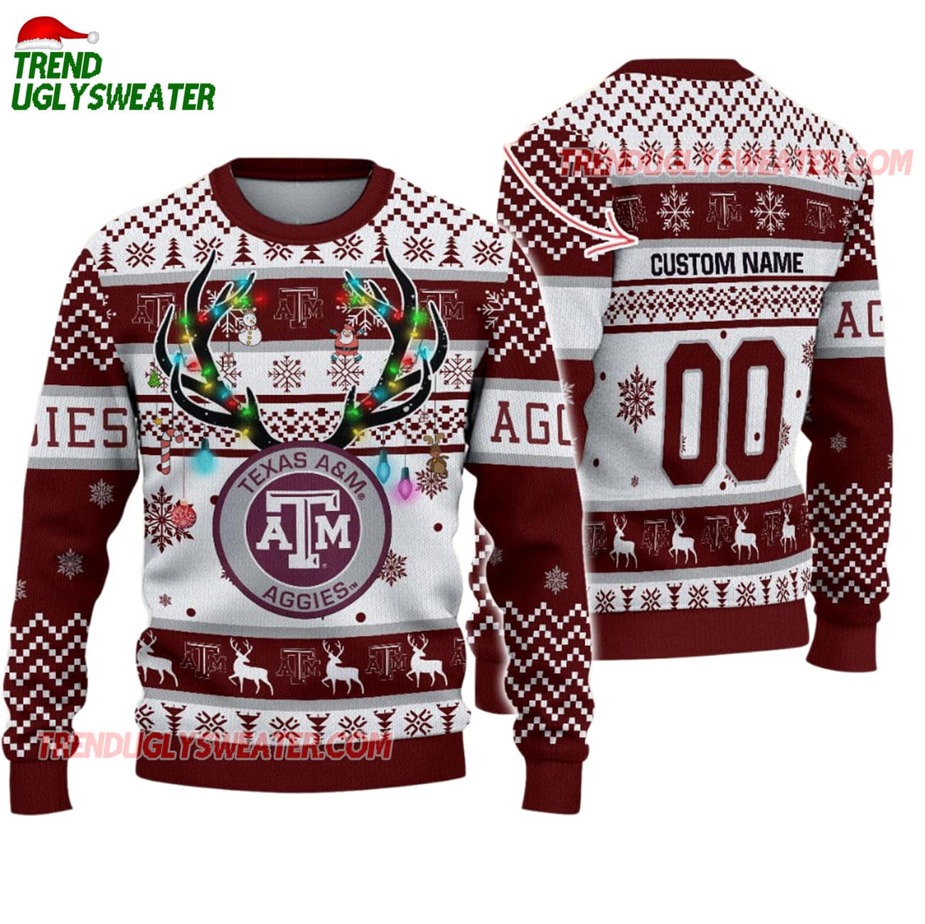 Custom Texas A&m Aggies Special Reindeer Light Ugly Christmas Sweater Custom Texas A&m Aggies Special Reindeer Light Ugly Christmas Sweater
