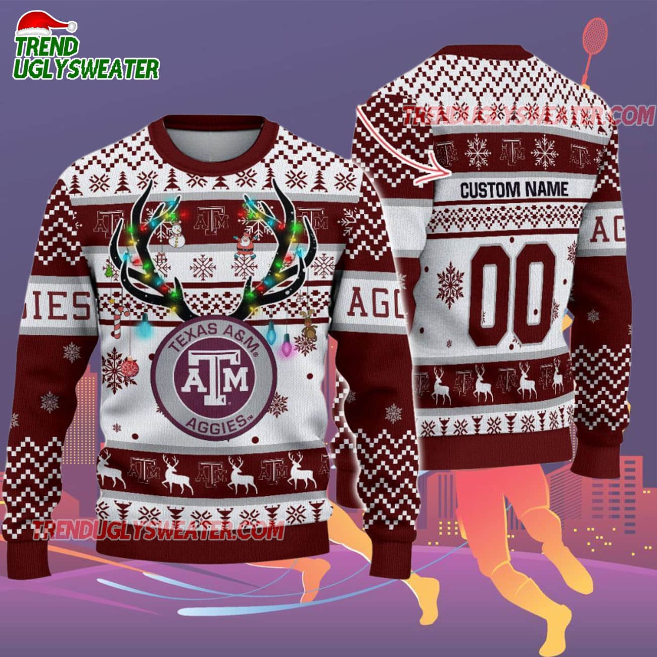 Custom Texas A&m Aggies Special Reindeer Light Ugly Christmas Sweater Custom Texas A&m Aggies Special Reindeer Light Ugly Christmas Sweater