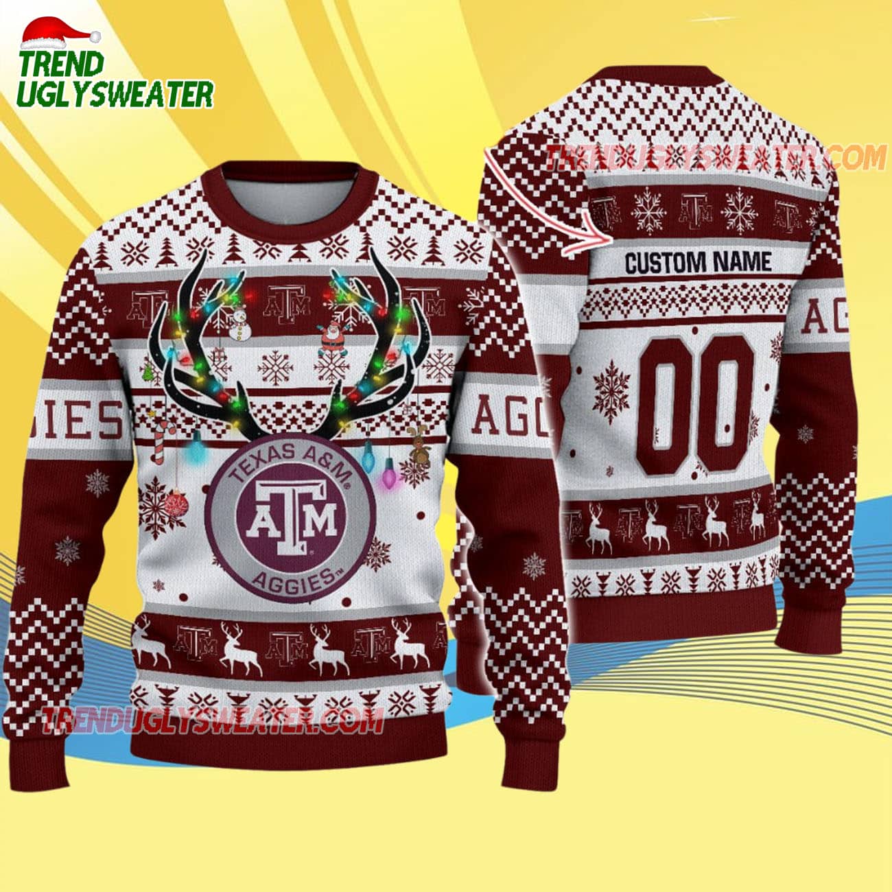 Custom Texas A&m Aggies Special Reindeer Light Ugly Christmas Sweater Custom Texas A&m Aggies Special Reindeer Light Ugly Christmas Sweater