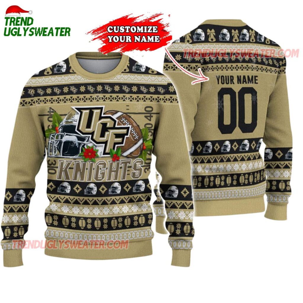 Custom Ucf Knights Logo Team Football Christmas Ugly Sweater 1