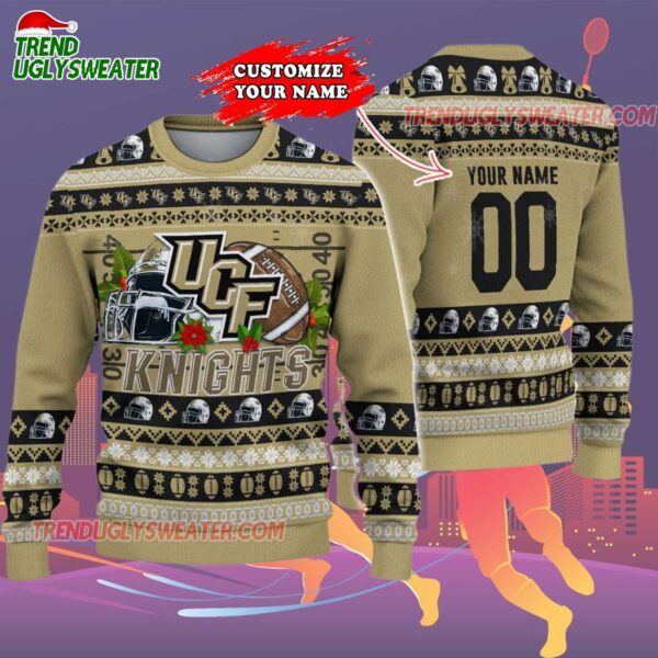 Custom Ucf Knights Logo Team Football Christmas Ugly Sweater 2