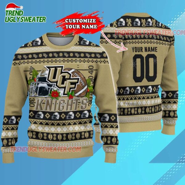 Custom Ucf Knights Logo Team Football Christmas Ugly Sweater 3