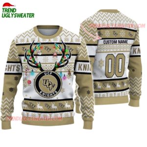 Custom Ucf Knights Special Reindeer Light Ugly Christmas Sweater 1