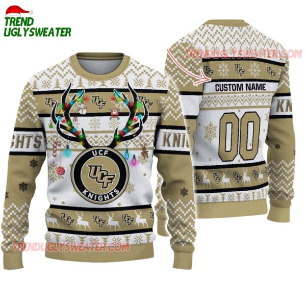 Custom Ucf Knights Special Reindeer Light Ugly Christmas Sweater 1