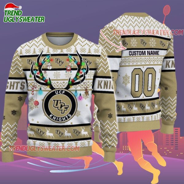 Custom Ucf Knights Special Reindeer Light Ugly Christmas Sweater 2