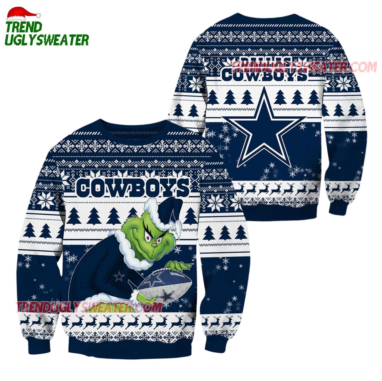 Dallas Cowboys Football Grinch Christmas Ugly Sweater Dallas Cowboys Football Grinch Christmas Ugly Sweater
