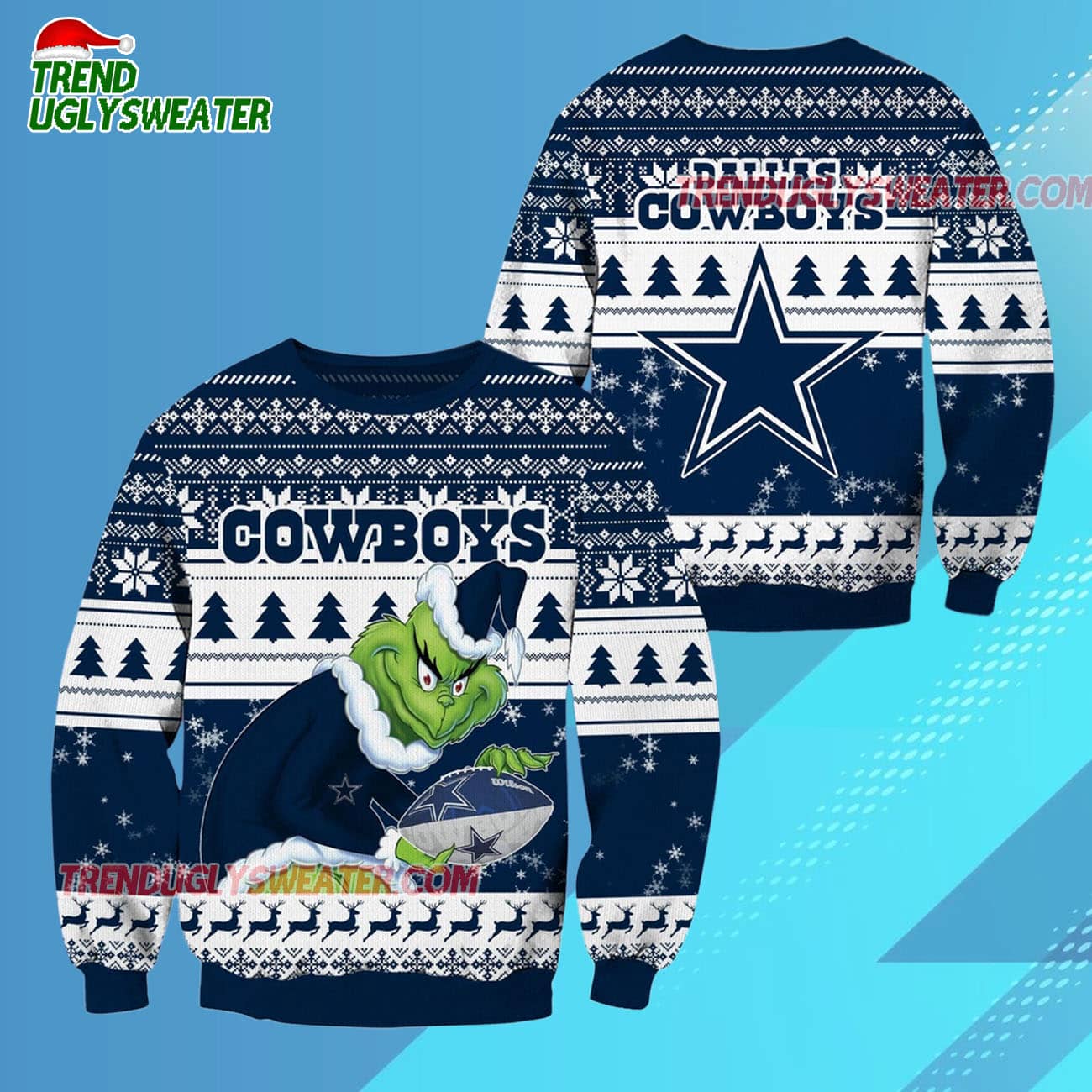 Dallas Cowboys Football Grinch Christmas Ugly Sweater Dallas Cowboys Football Grinch Christmas Ugly Sweater