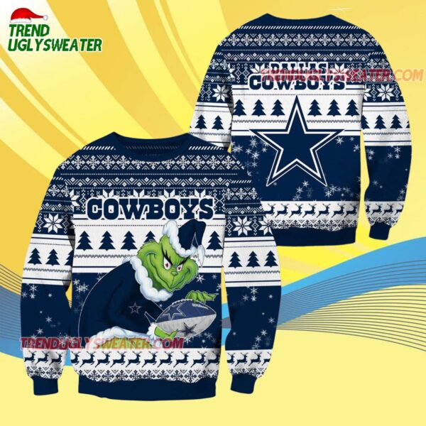 Dallas Cowboys Football Grinch Christmas Ugly Sweater 4
